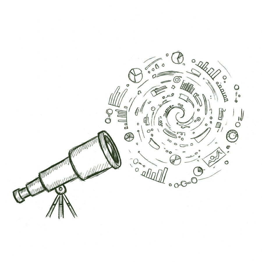 Hand-drawn telescope revealing an interconnected operating model