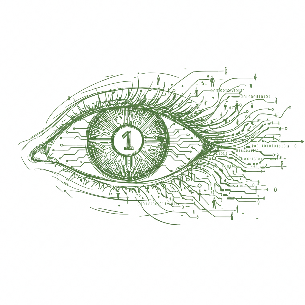 Hand-drawn eye connecting human attention with intelligent systems