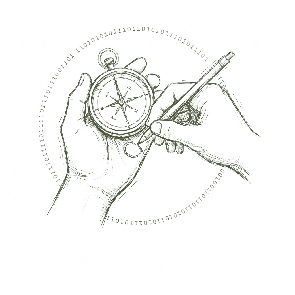 Hand-drawn compass setting a clear review direction