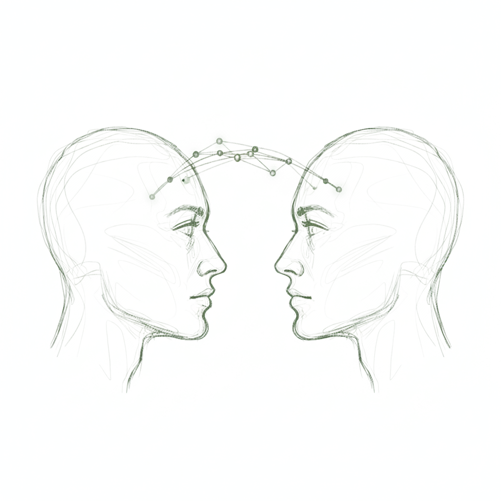 Hand-drawn faces in a natural conversation